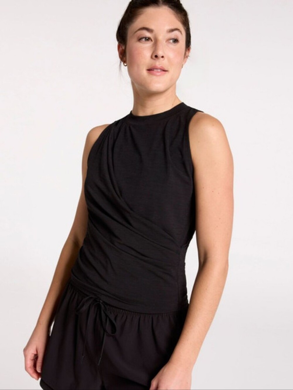 CALIA Wrap Front Tissue Tank Black Sleeveless Draped Size XXL